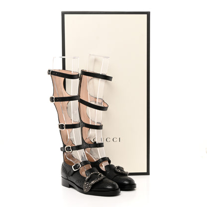 Gucci Calfskin Queercore Brogue Knee High Boots 35 Black 9 of 9