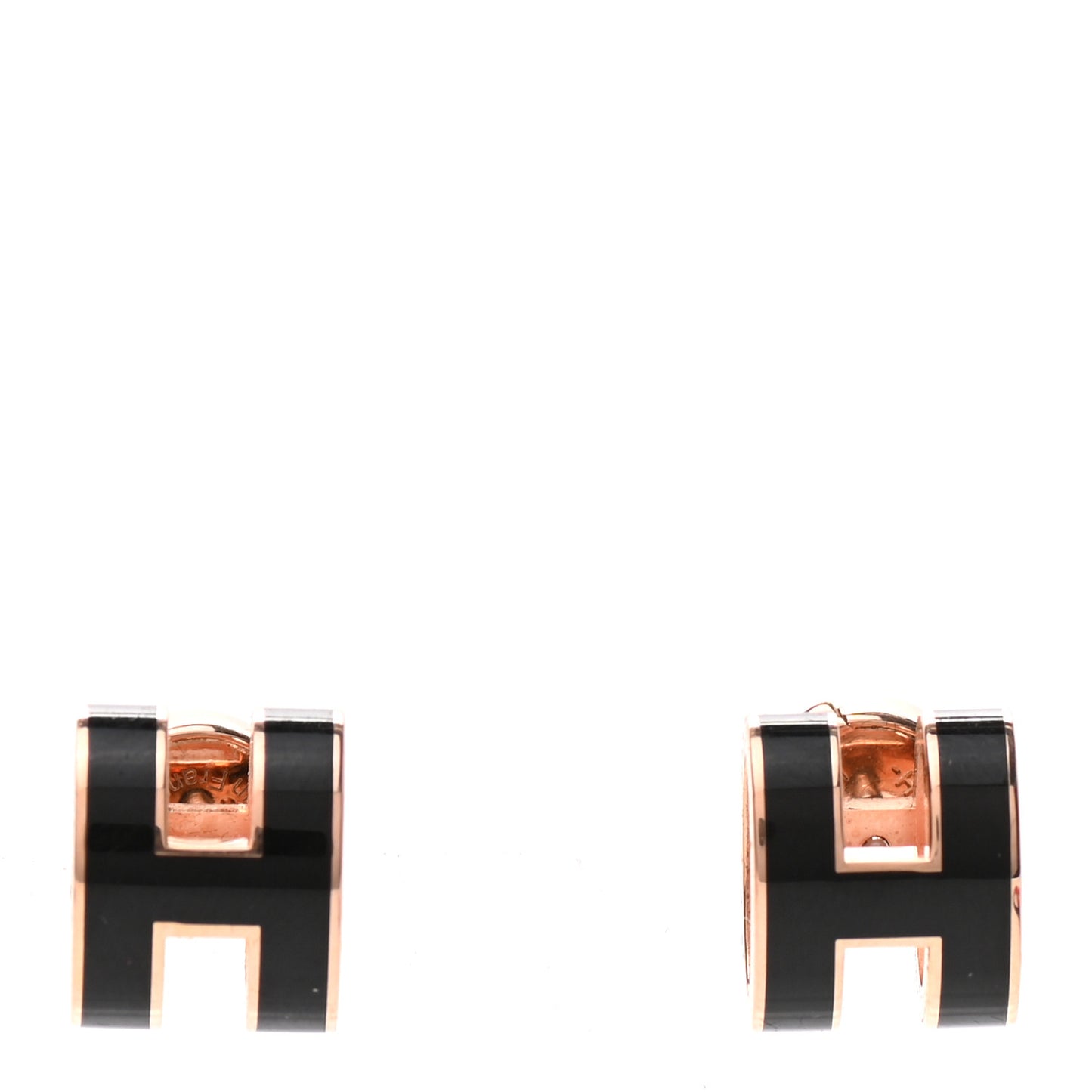 Rose Gold Lacquered Pop H Earrings Black