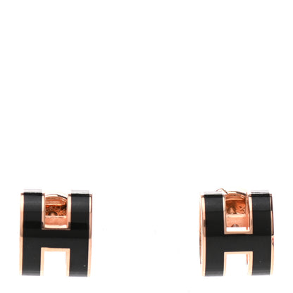 Hermes Rose Gold Lacquered Pop H Earrings Black 1 of 5