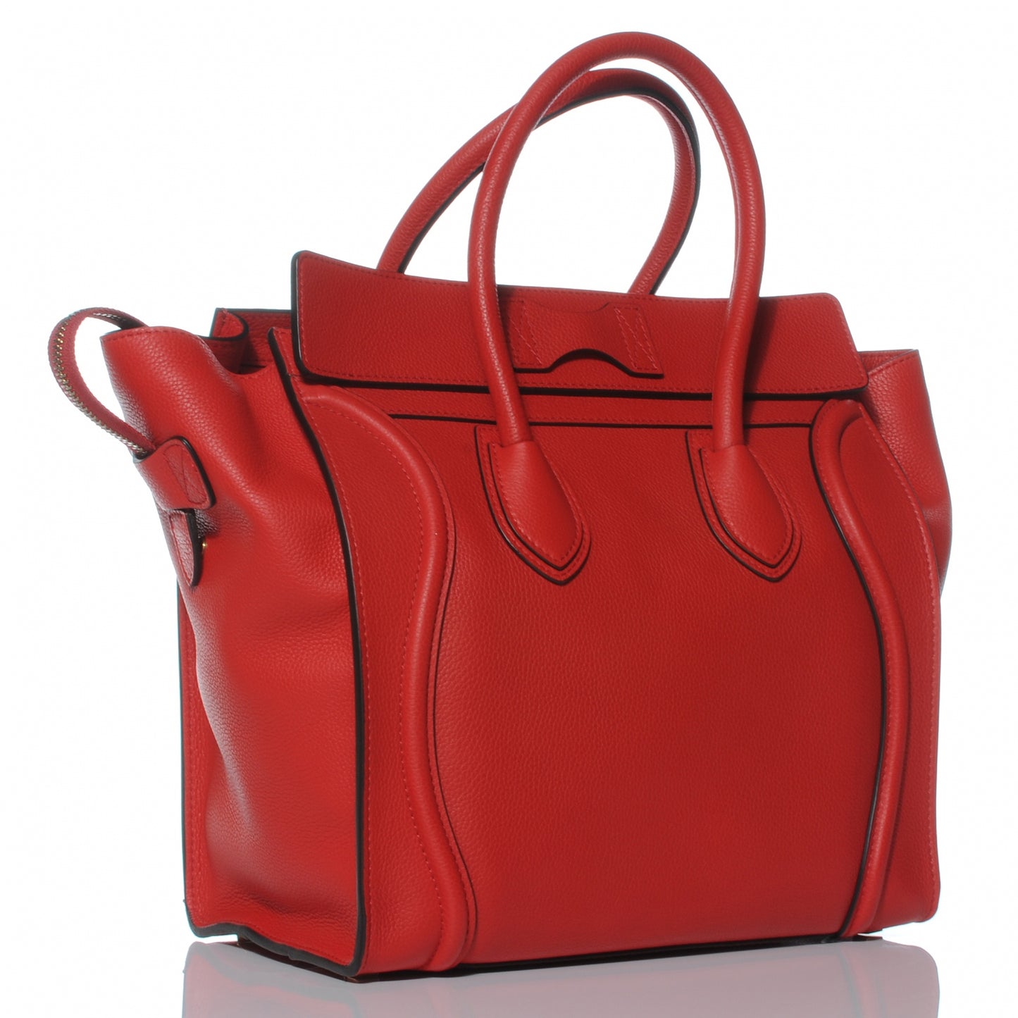 Drummed Calfskin Mini Luggage Coquelicot