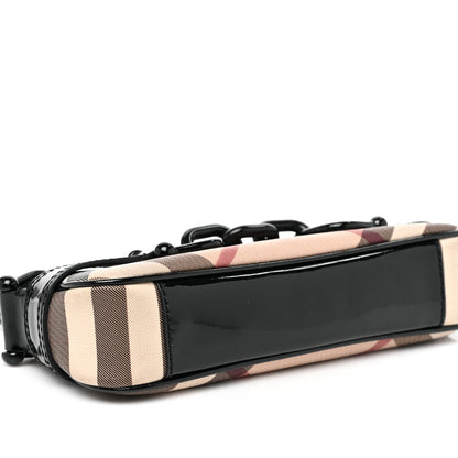 Burberry Patent Supernova Check Link Stirrup Small Bag Black 9 of 10