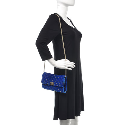 Valentino Garavani Velvet Rockstud Spike Wallet on Chain Acid Blue 2 of 14