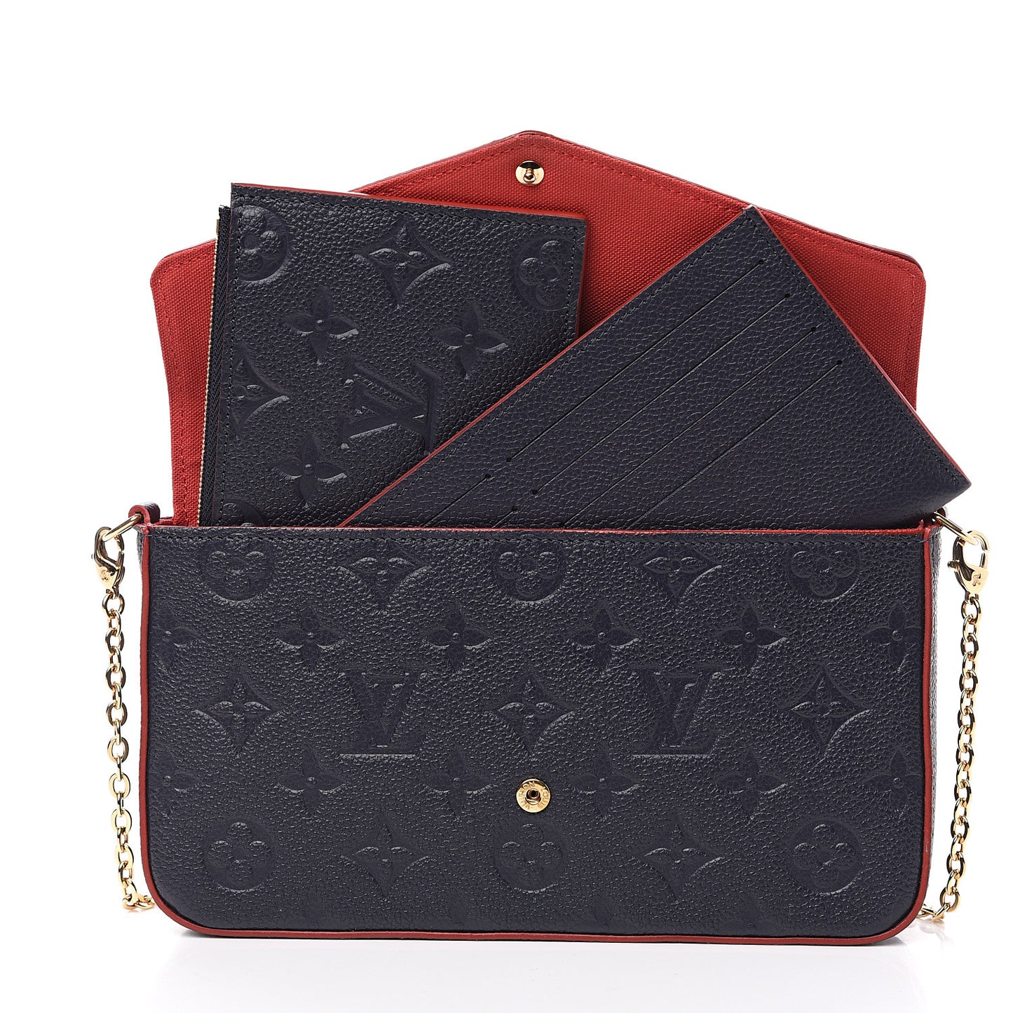 Empreinte Pochette Felicie Chain Wallet Marine Rouge