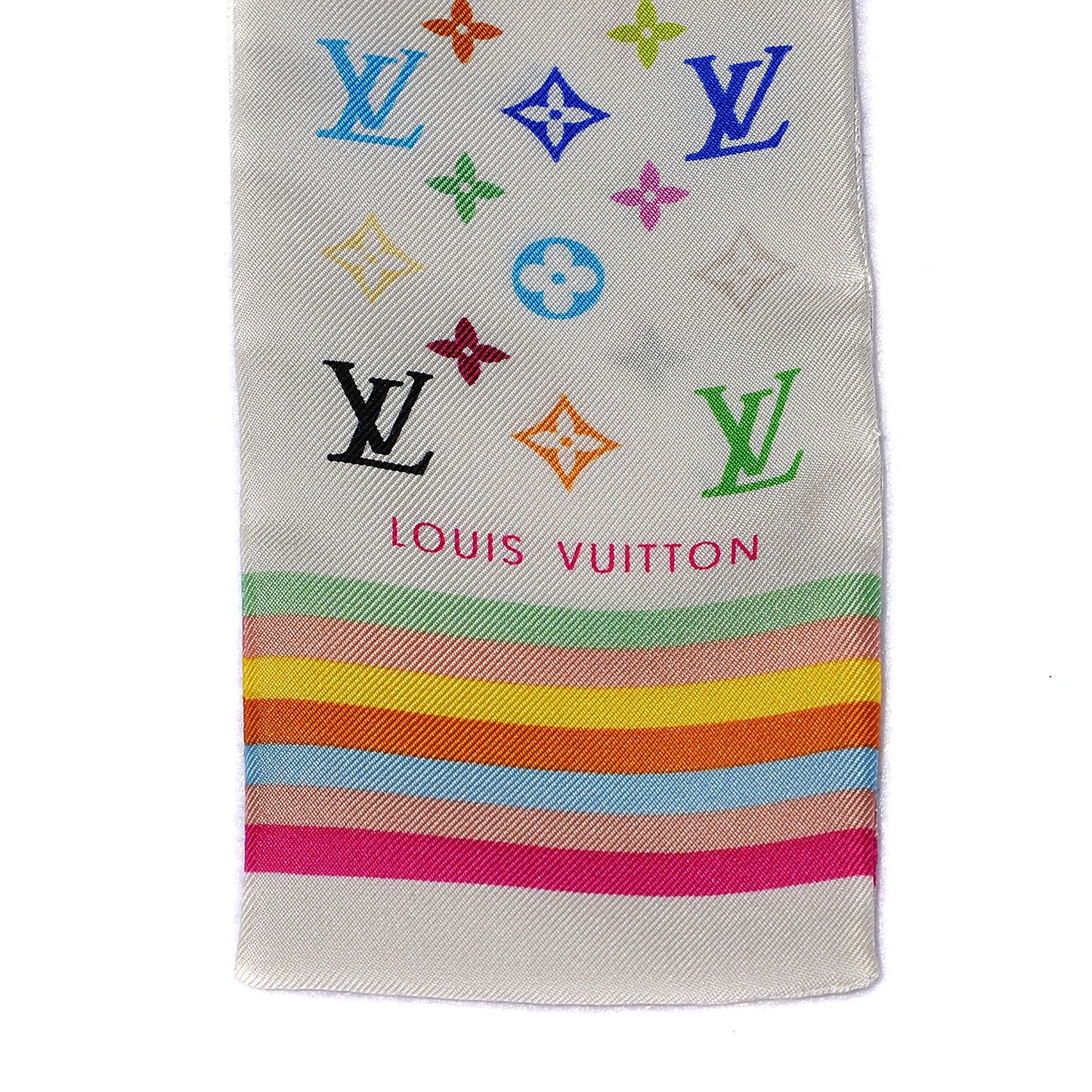Silk Monogram Multicolor Bandeau White