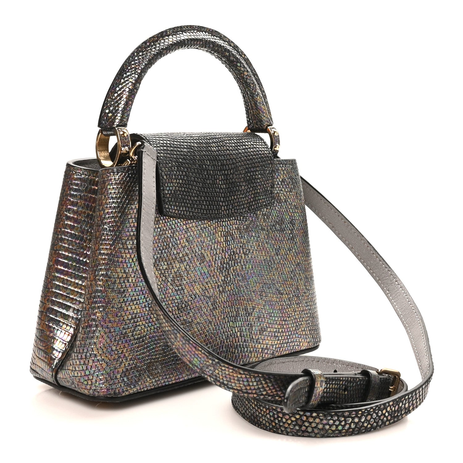 Louis Vuitton Lizard Capucines Mini Bleu Petrole 3 of 10