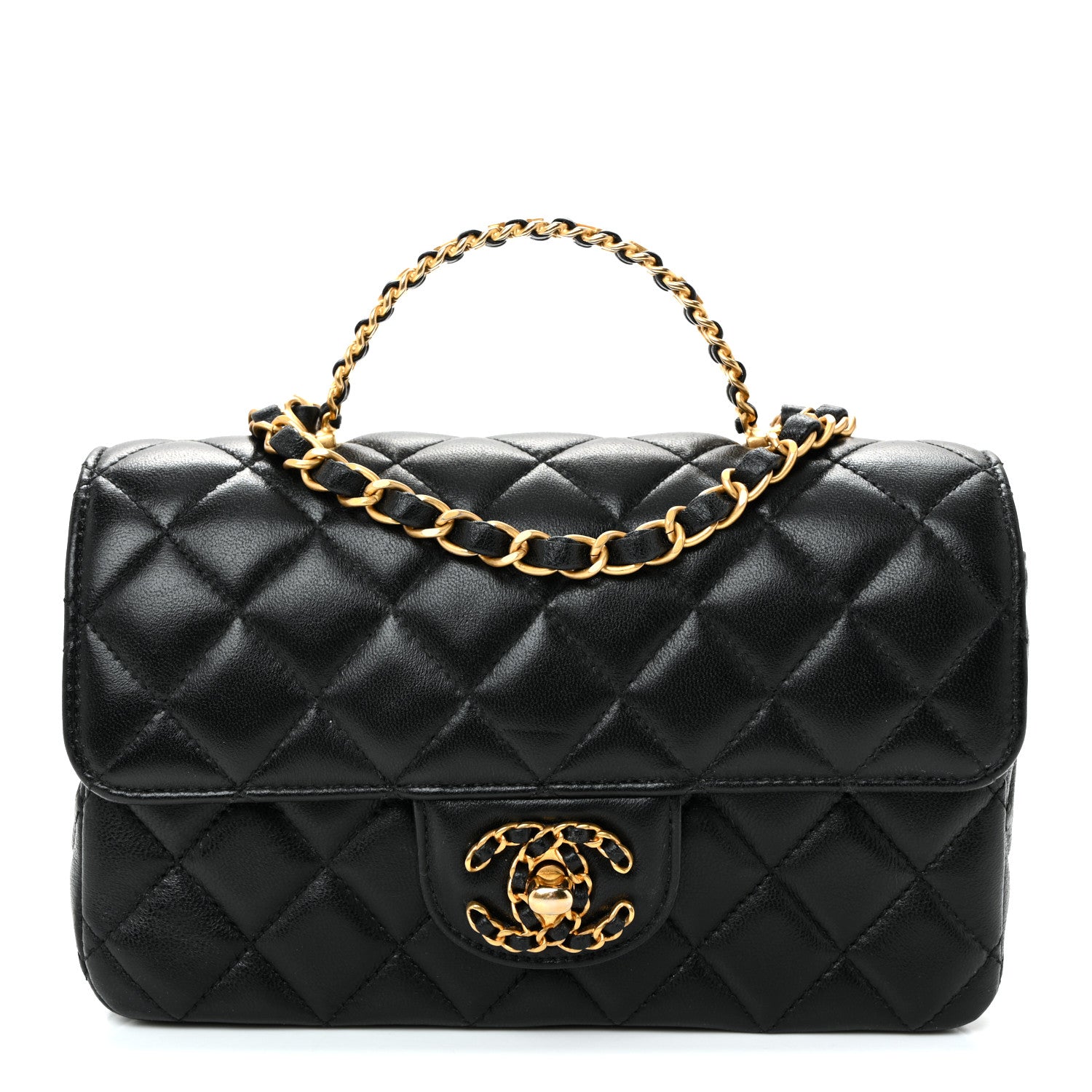 Chanel Lambskin Quilted Mini Strass On Top Flap Black 1 of 10