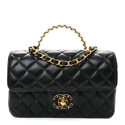 Chanel Lambskin Quilted Mini Strass On Top Flap Black 1 of 10