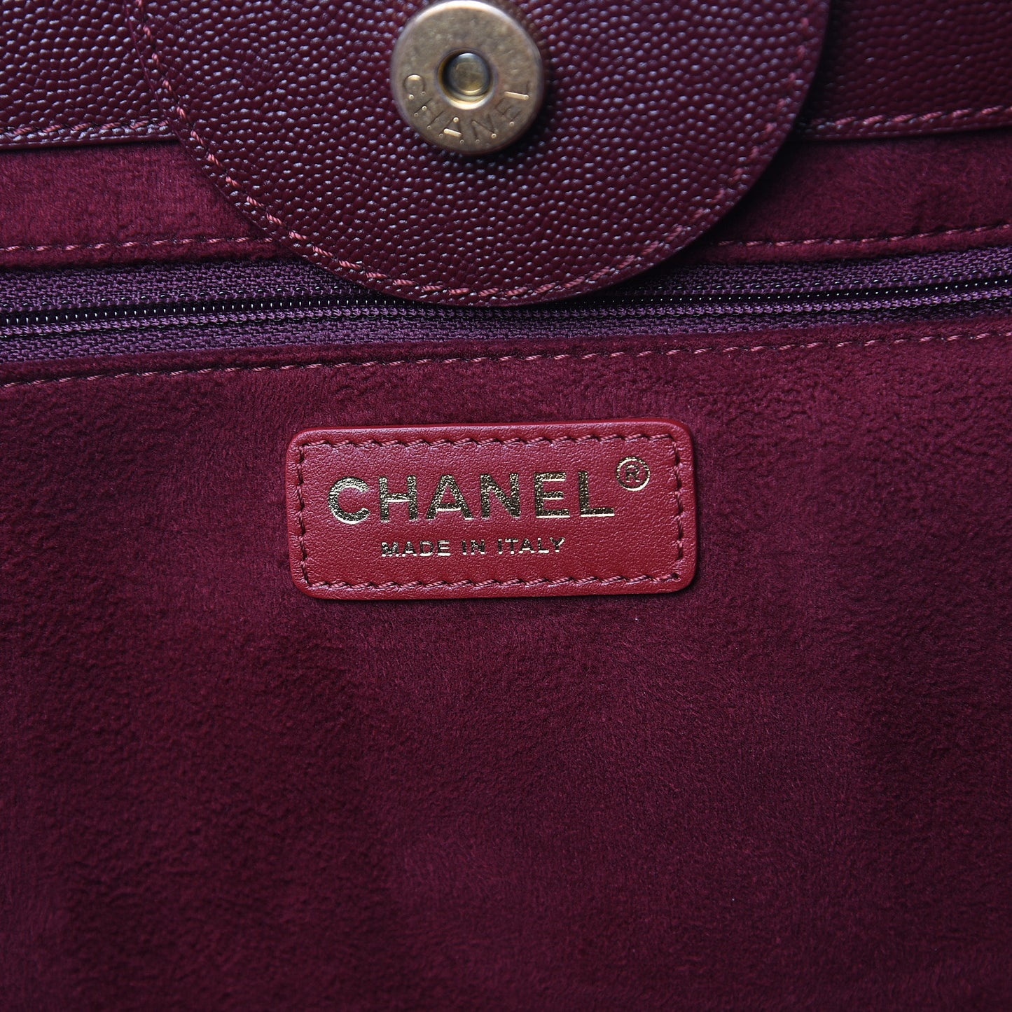 Caviar Medium Studded Deauville Tote Burgundy