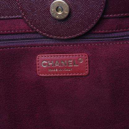 Chanel Caviar Medium Studded Deauville Tote Burgundy 6 of 9