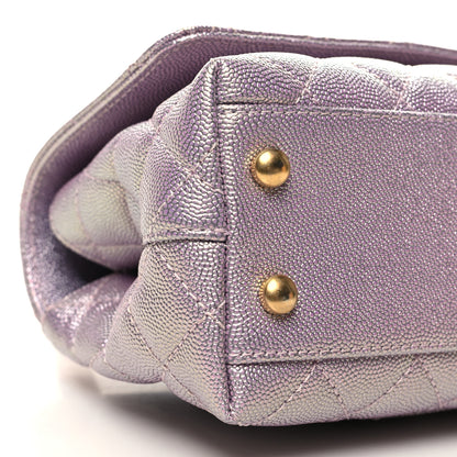 Chanel Metallic Caviar Quilted Extra Mini Coco Handle Flap Light Pink 9 of 10