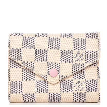 Louis Vuitton Damier Azur Victorine Wallet Rose Ballerine 1 of 7