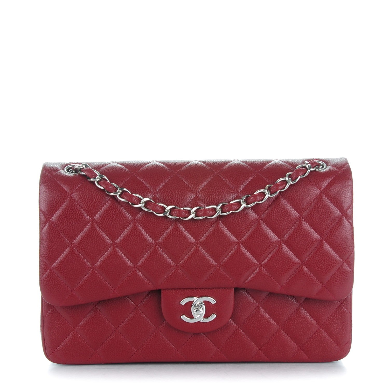 Chanel Caviar Quilted Jumbo Double Flap Dark Red 1 of 8