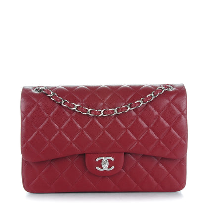 Chanel Caviar Quilted Jumbo Double Flap Dark Red 1 of 8