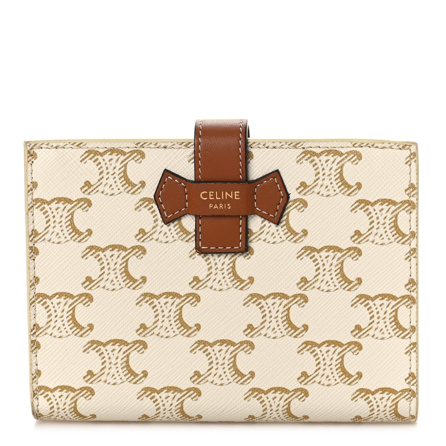 Celine Canvas Triomphe Medium Strap Wallet White 1 of 9