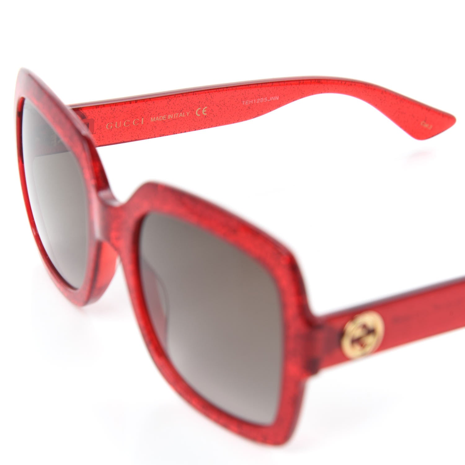Gucci Square Frame GG 0036S Sunglasses Glitter Red 7 of 8