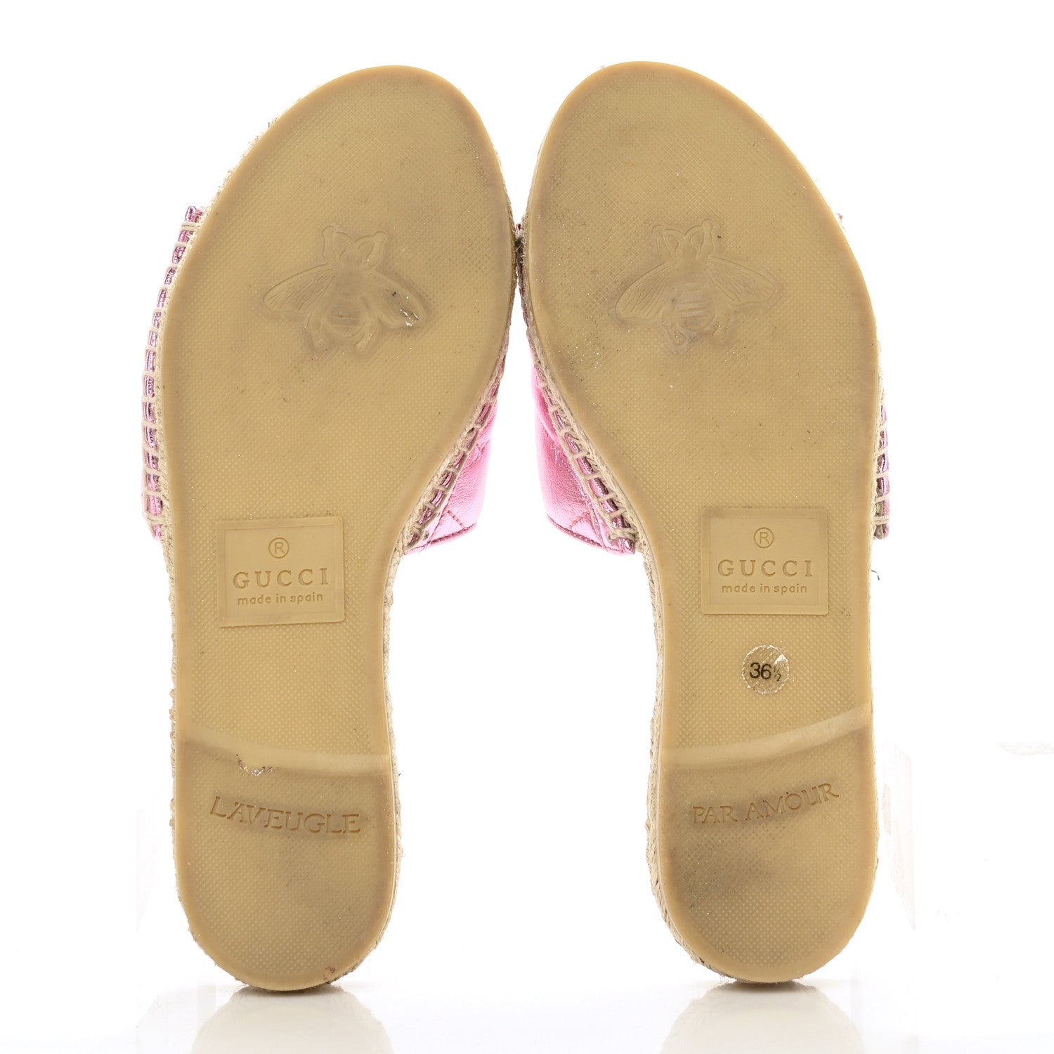 Gucci Metallic Nappa Matelasse GG Marmont Espadrille Slide Sandals 36.5 Rosa 5 of 8