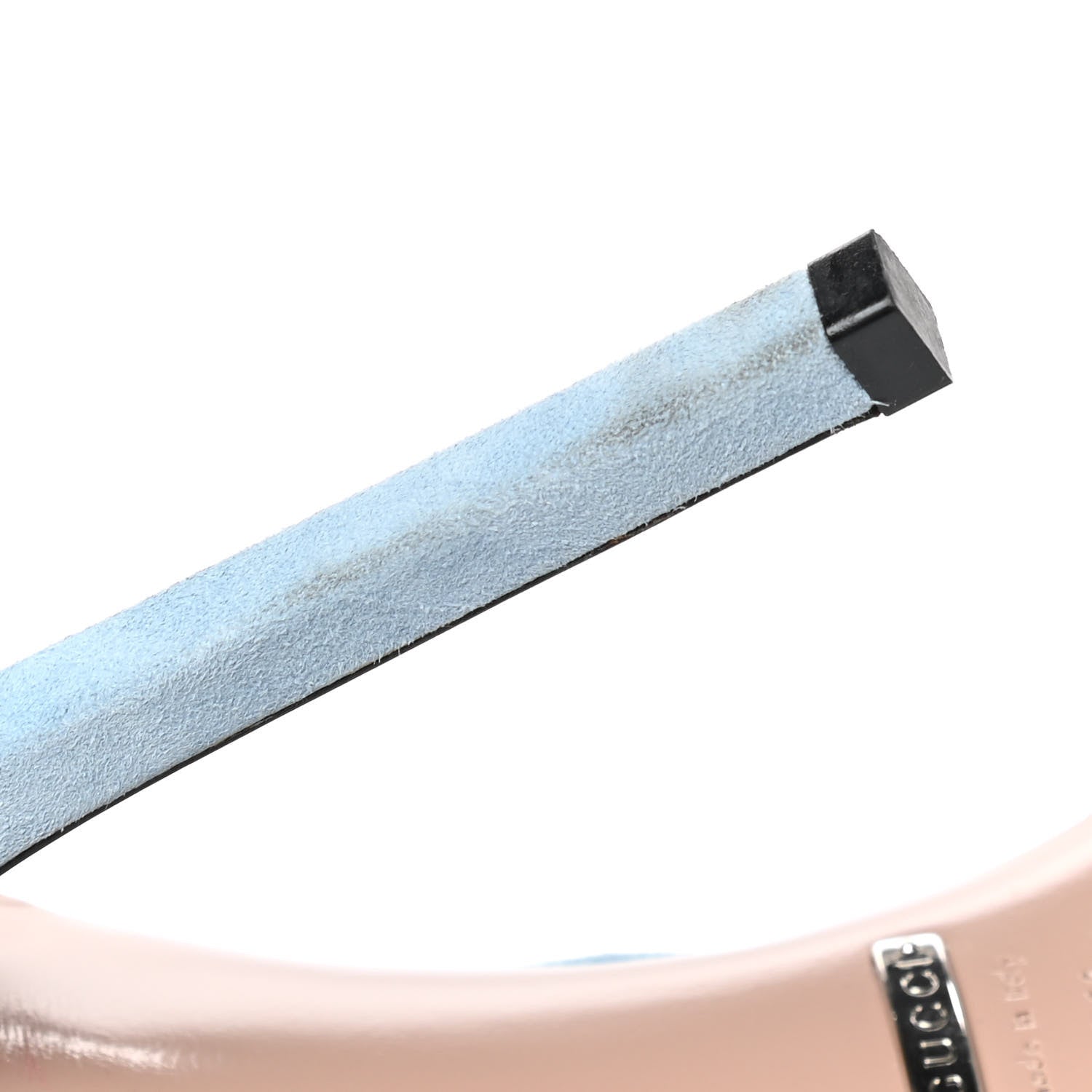 Gucci Crystal Kid Scamosciato Mallory Slingback Sandals 38.5 Transparent Mineral Blue 10 of 12