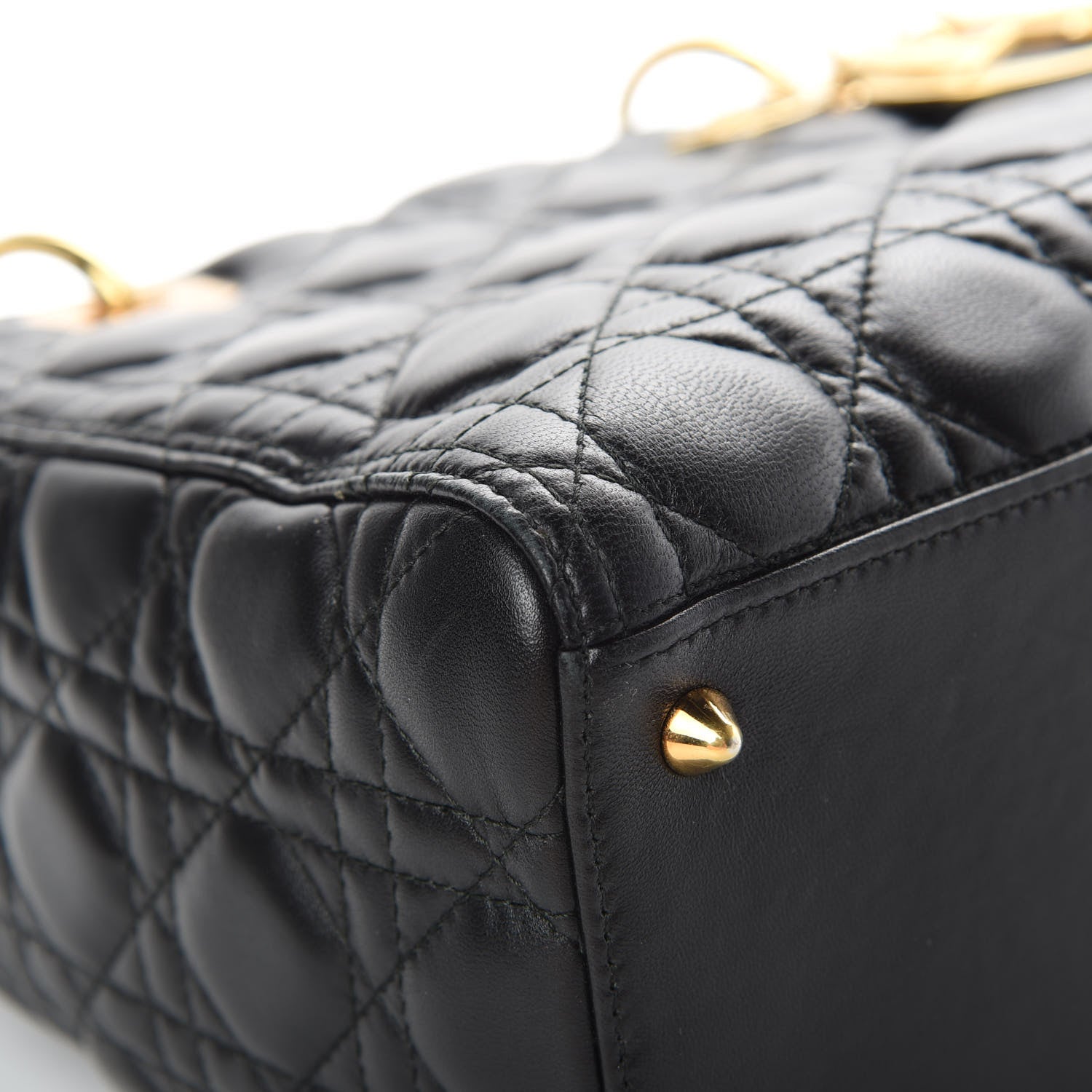 Christian Dior Lambskin Cannage Medium Lady Dior Black 9 of 16