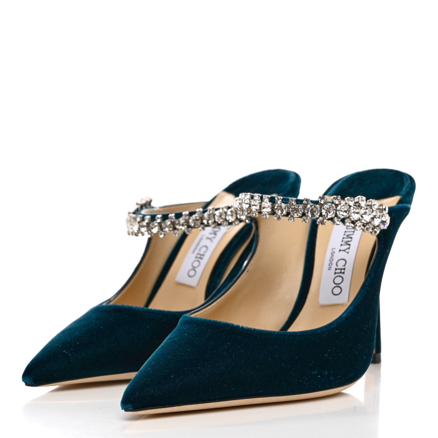 Jimmy Choo Velvet Crystal Bing 100 Pumps 38.5 Blue 3 of 8