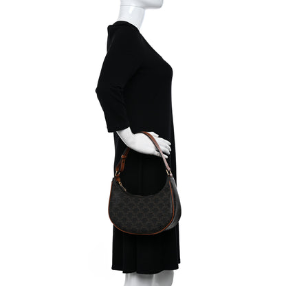 Celine Triomphe Canvas Calfskin Ava Shoulder Bag Tan 3 of 10
