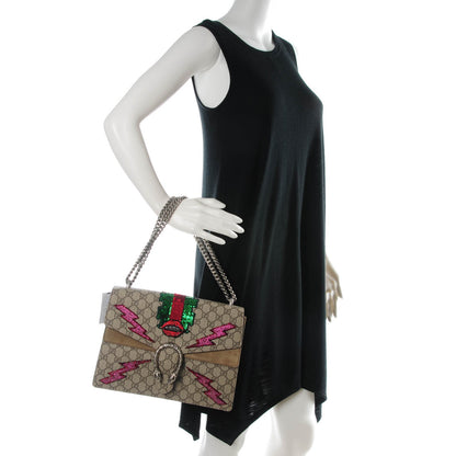 Gucci GG Supreme Monogram Lightning Embroidered Medium Dionysus Shoulder Bag Beige 2 of 10