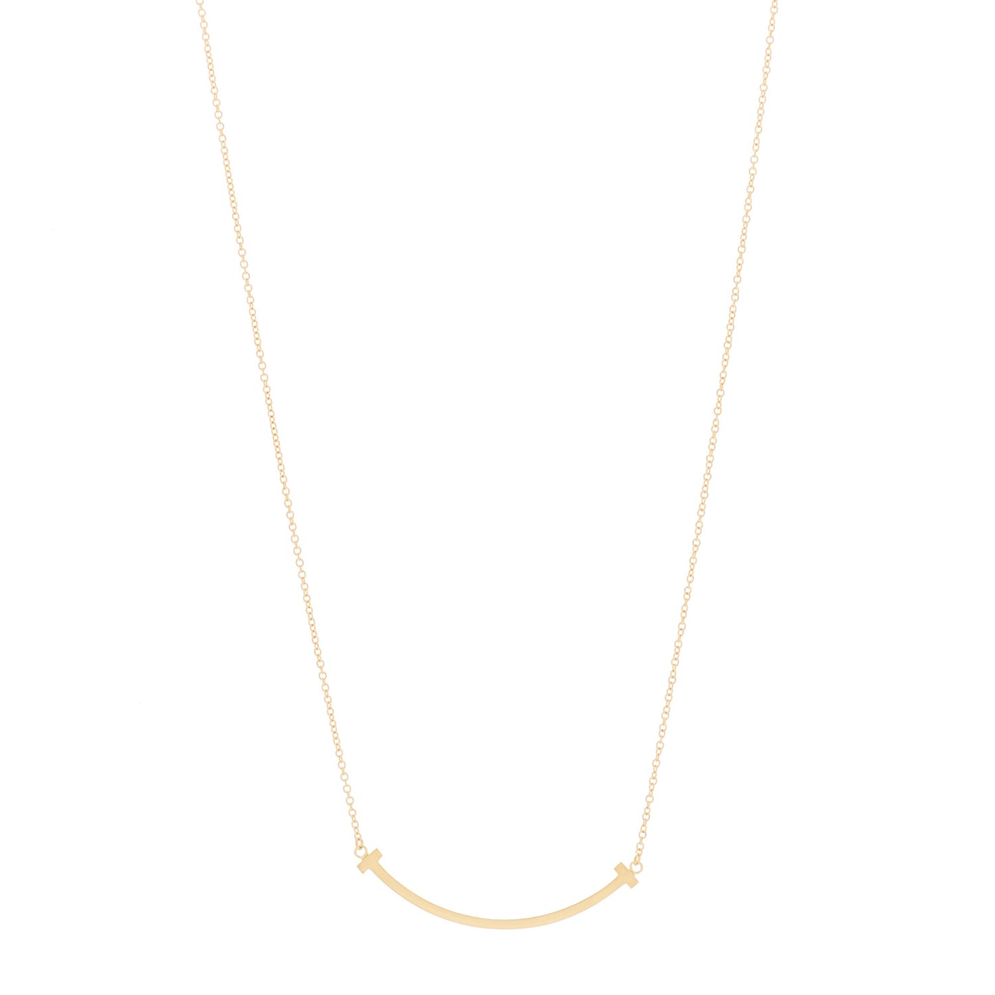 18K Yellow Gold Small T Smile Pendant Necklace