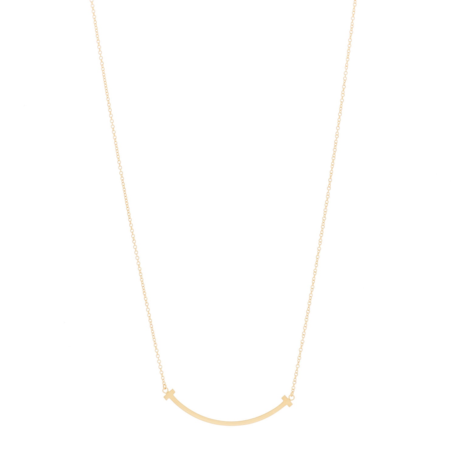 Tiffany 18K Yellow Gold Small T Smile Pendant Necklace 1 of 5