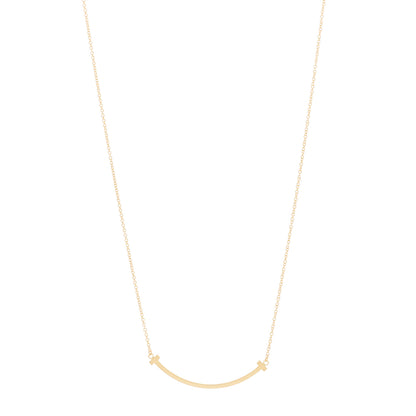 Tiffany 18K Yellow Gold Small T Smile Pendant Necklace 1 of 5
