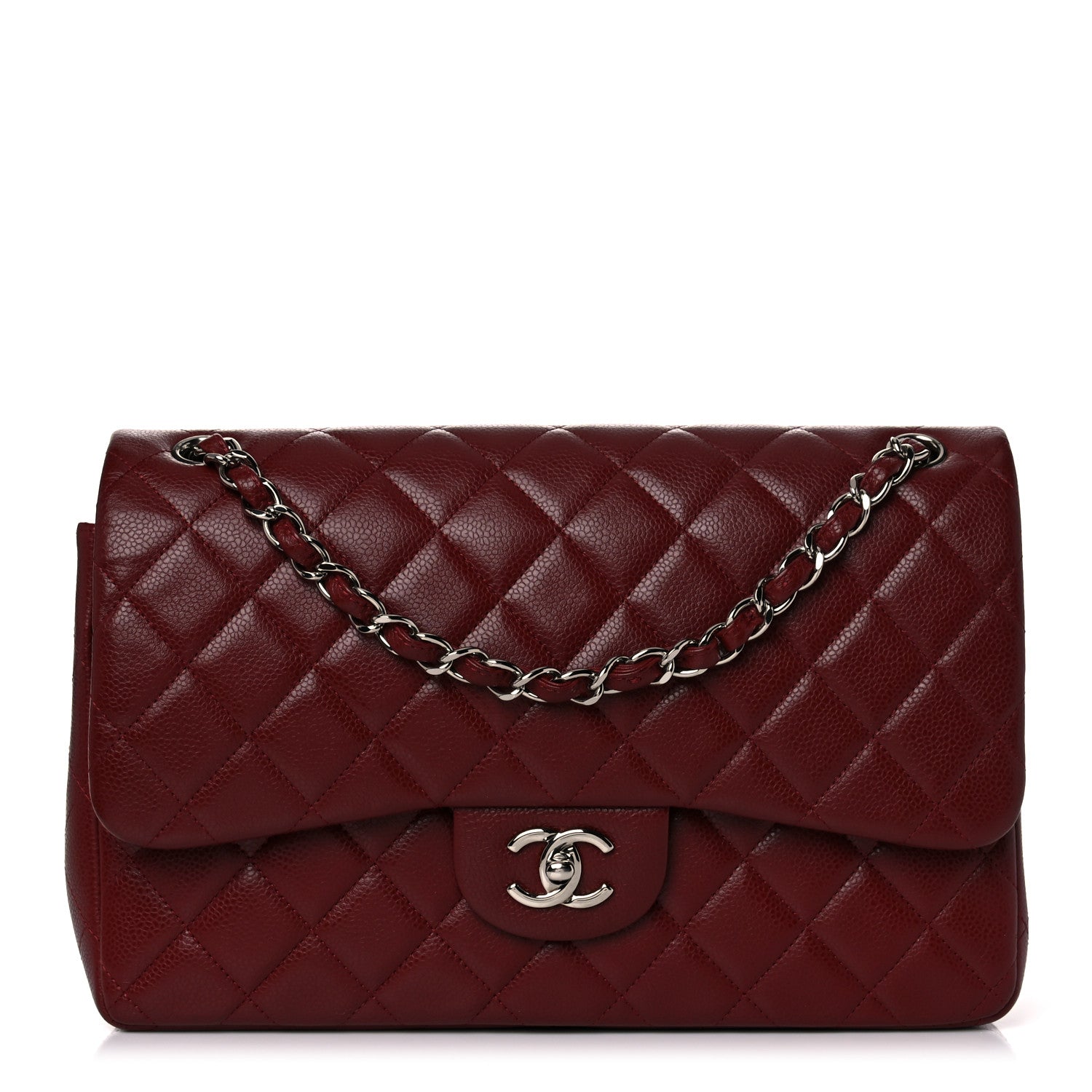 Chanel Caviar Quilted Jumbo Double Flap Dark Red 1 of 10