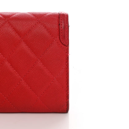 Chanel Caviar Quilted Large Filigree Gusset Flap Wallet Red 12 of 19
