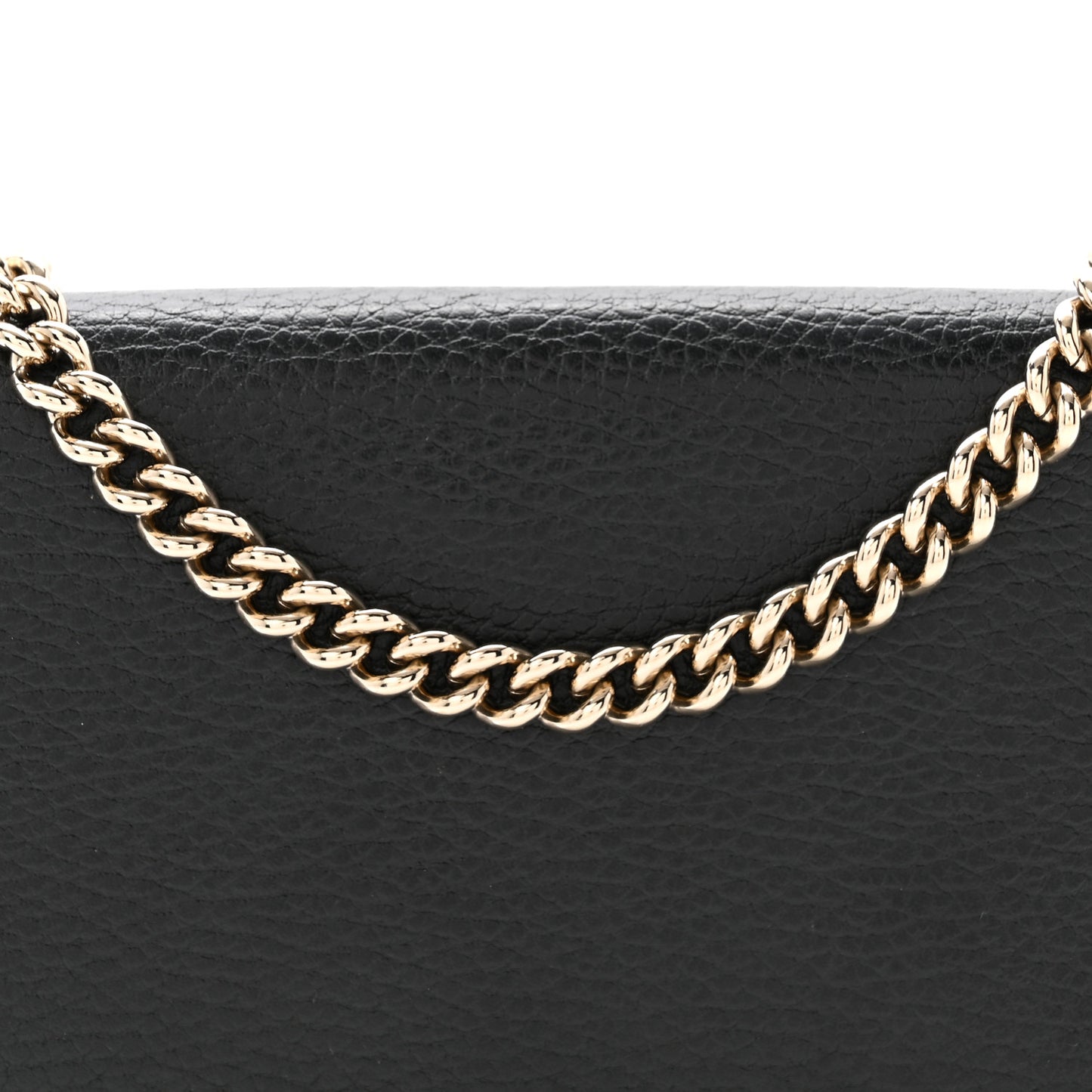 Dollar Calfskin Medium Betty Chain Wallet Black