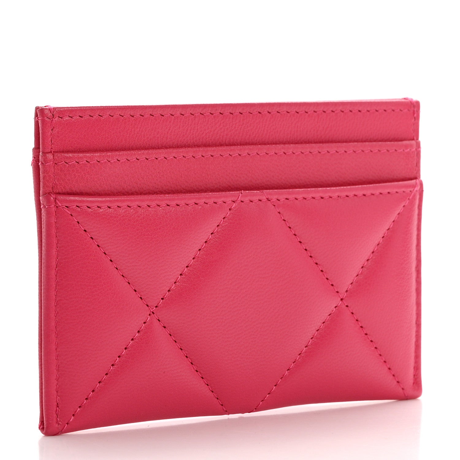 Chanel Shiny Goatskin Quilted 19 Card Holder Dark Pink 3 of 13