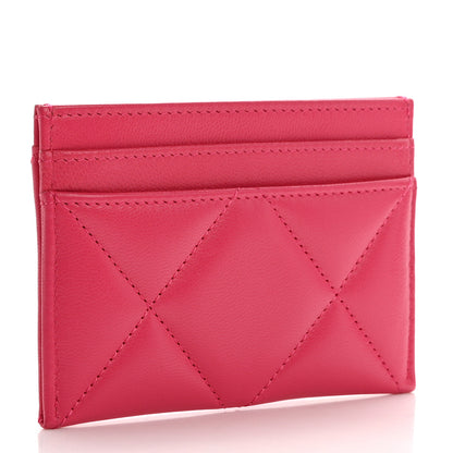Chanel Shiny Goatskin Quilted 19 Card Holder Dark Pink 3 of 13