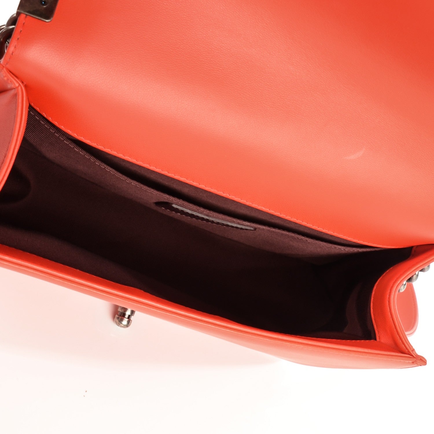 Chanel Wrinkled Lambskin Chevron Quilted Medium Boy Flap Orange 7 of 9