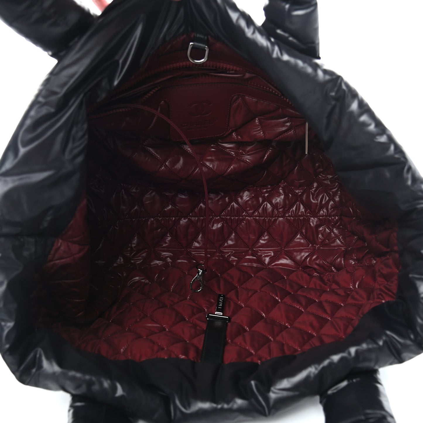 Nylon Quilted Coco Cocoon Reversible Tote Black