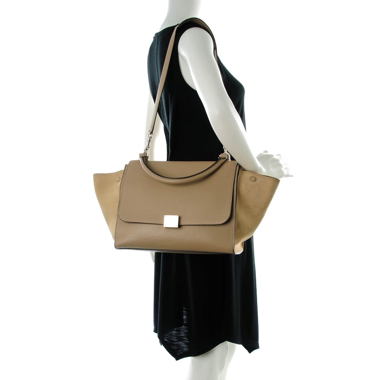 Drummed Calfskin Suede Medium Trapeze Souris