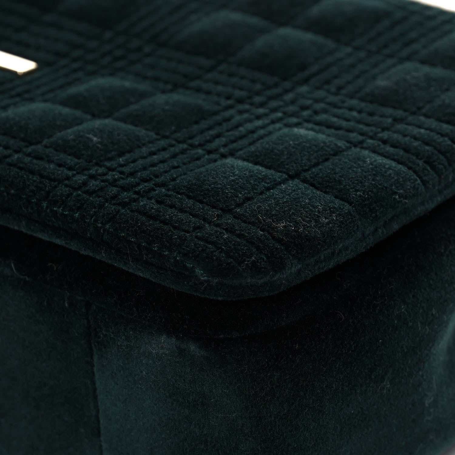 Burberry Velvet Quilted Small Lola Bag Dark Green 9 of 13