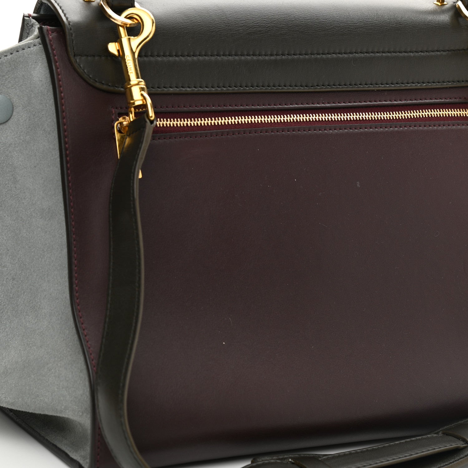 Celine Smooth Calfskin Suede Medium Tri-Color Trapeze Dark Grey 13 of 14