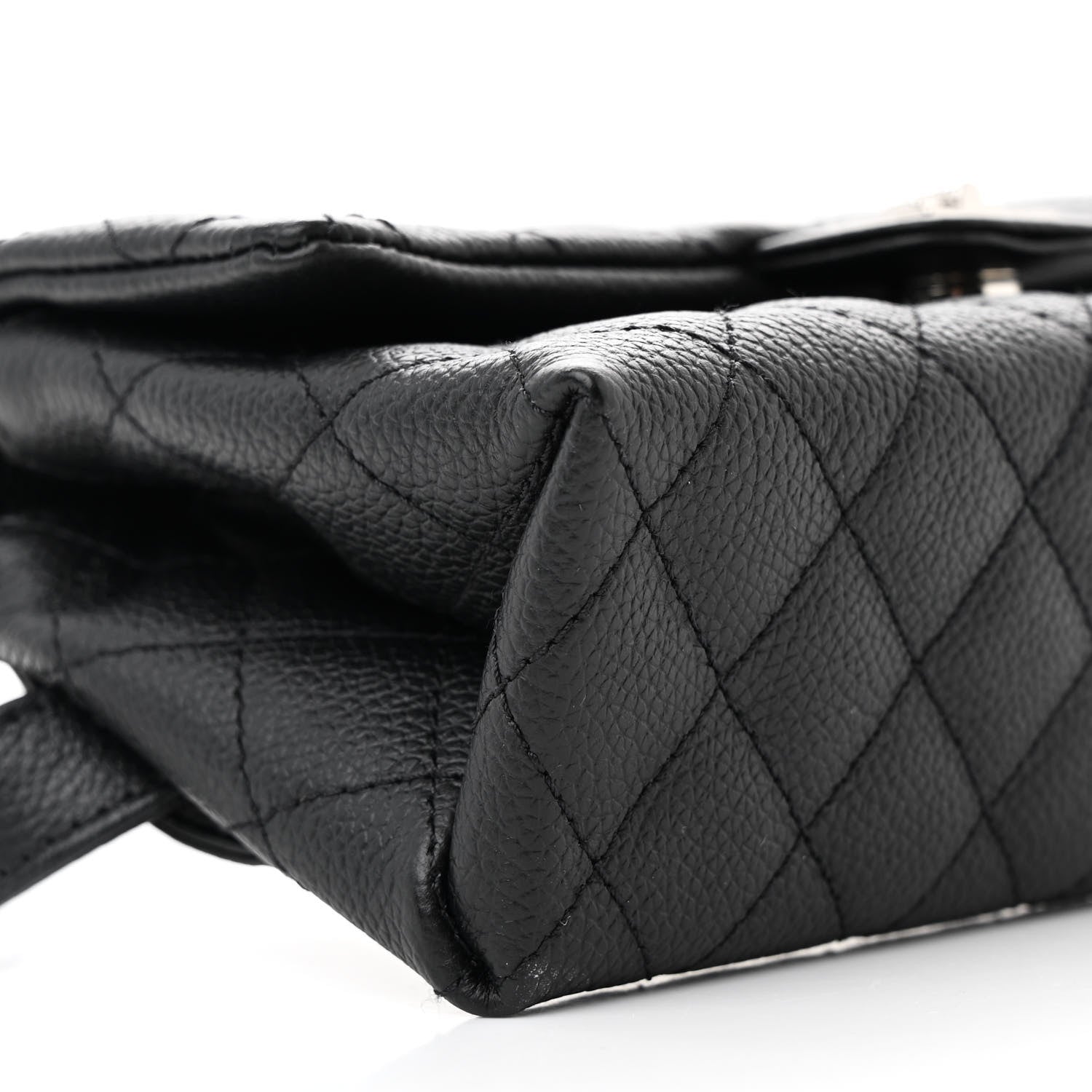 Chanel Grained Calfskin Quilted 2.55 Reissue Flap Belt Bag Clutch  Black 9 of 11