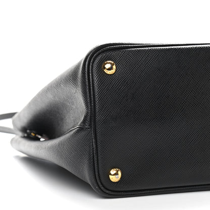 Prada Saffiano Cuir Medium Double Bag Black Fuoco 5 of 13
