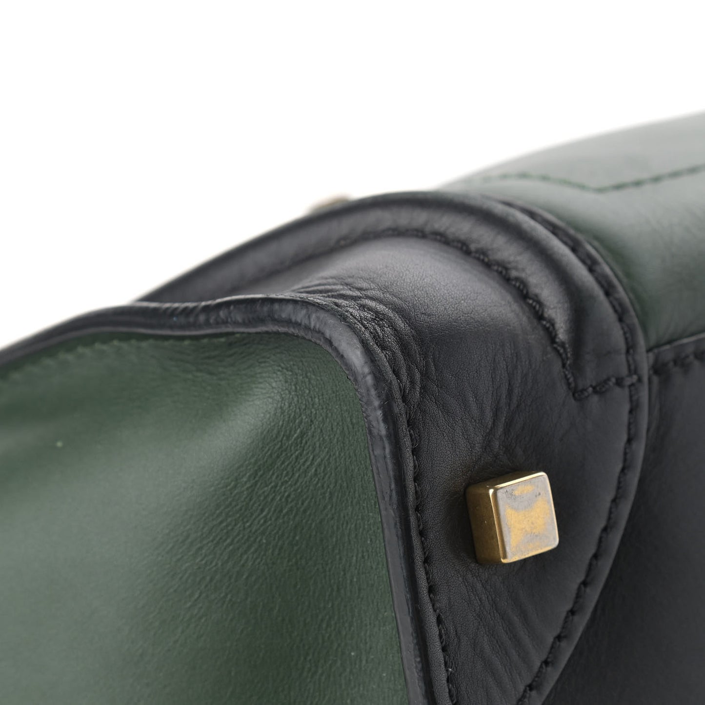 Smooth Calfskin Mini Bi-Color Luggage Forest Black