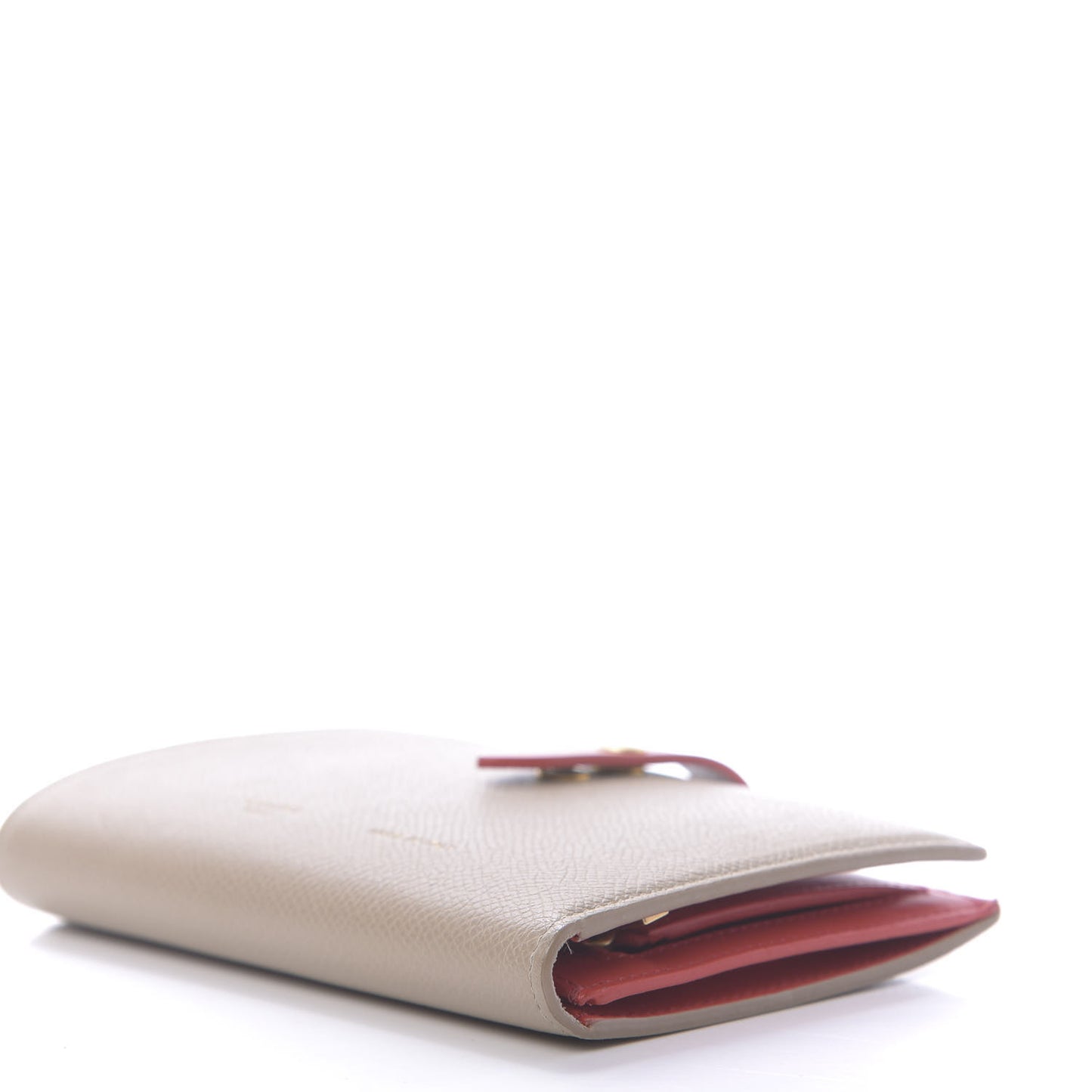 Grained Calfskin Large Multifunction Strap Wallet Pop Red Chalk