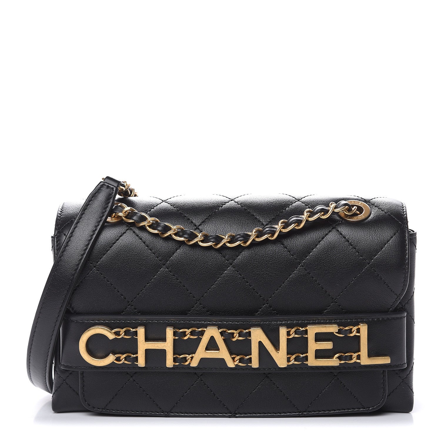 Chanel Calfskin Quilted Small Enchained Flap Black 1 of 12