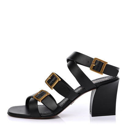 Christian Dior Calfskin Double D 70mm Sandals 37.5 Black 1 of 4