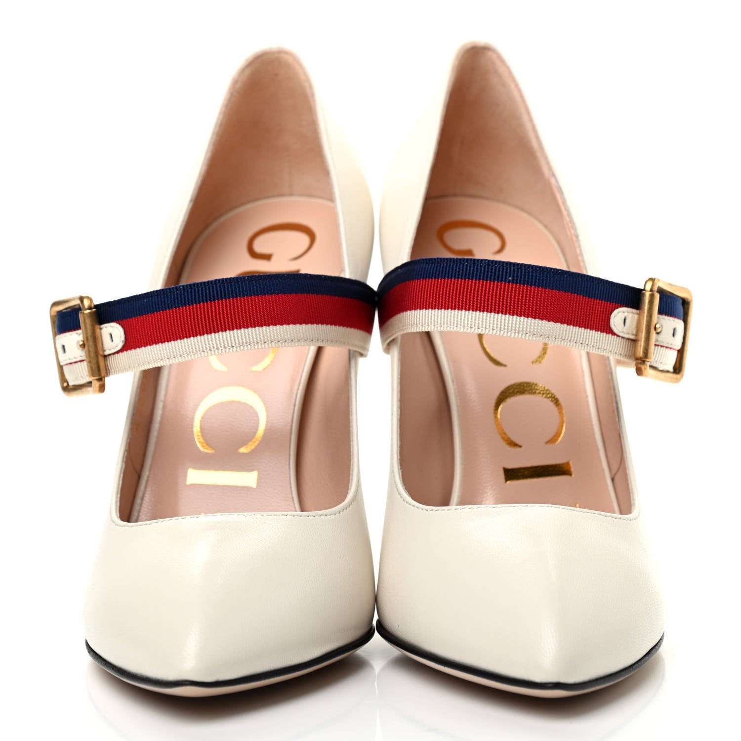 Gucci Malaga Kid Sylvie High Heel Pumps 35.5 White 2 of 9
