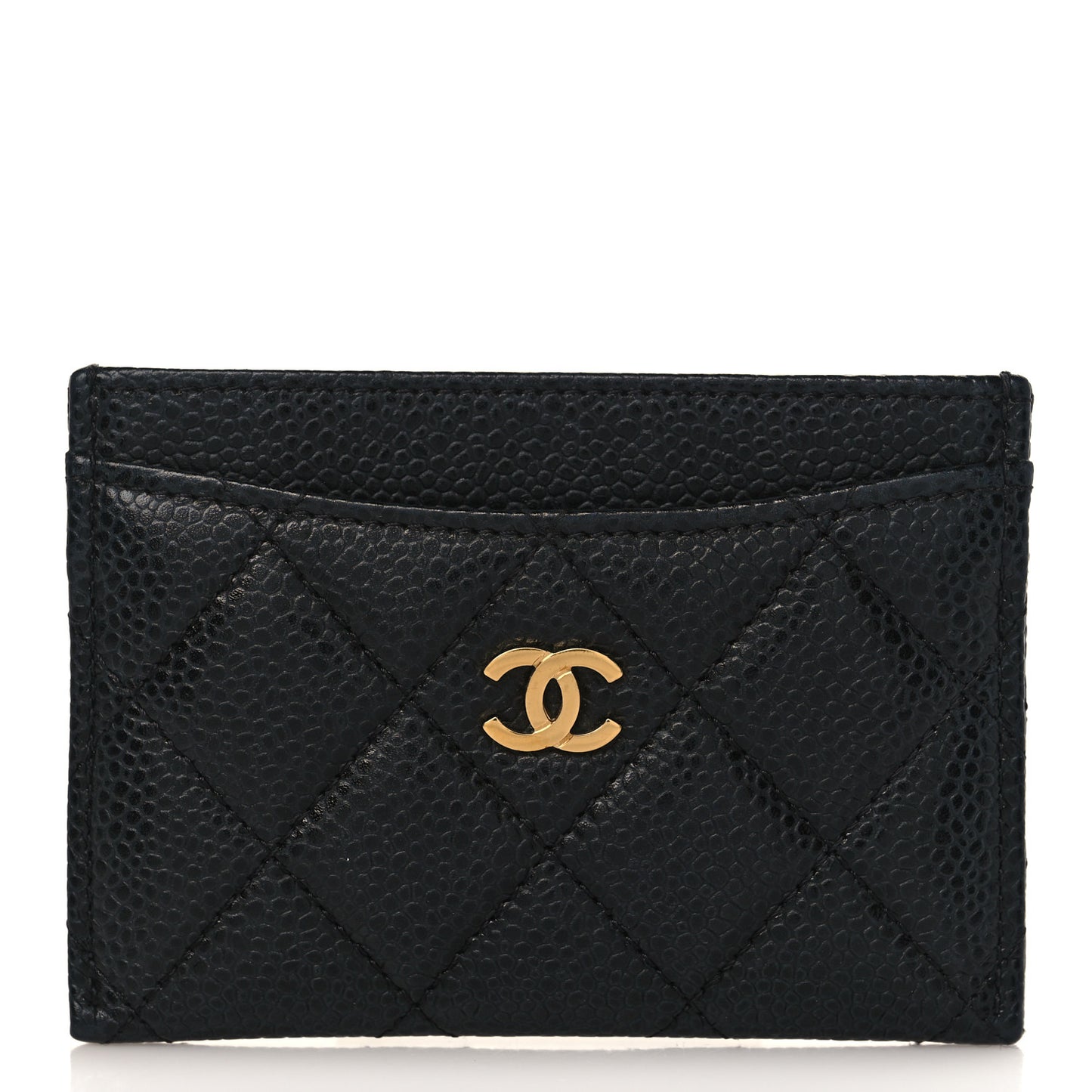 Caviar Quilted Card Holder Black