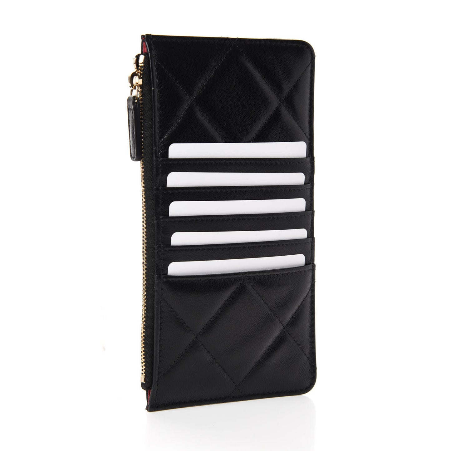 Lambskin Quilted 19 Phone and Card Holder Black