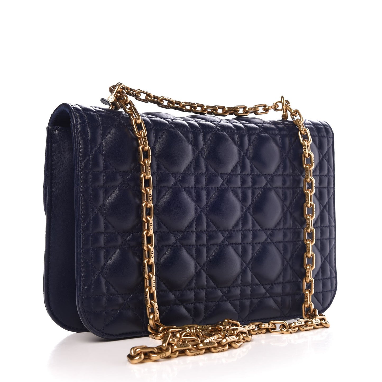 Lambskin Cannage Large Dioraddict Flap Bag Indigo Blue