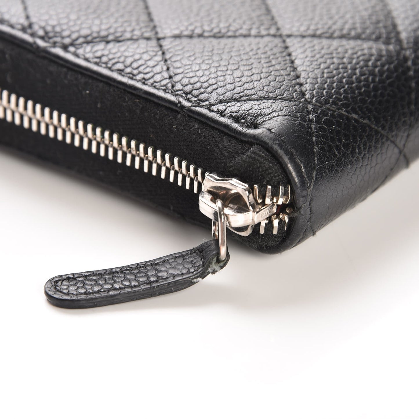 Caviar Quilted Large Gusset Zip Around Wallet Black