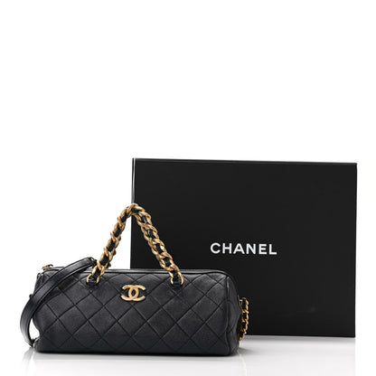 Chanel Shiny Lambskin Quilted Fashion Therapy Bowling Bag Navy 8 of 10